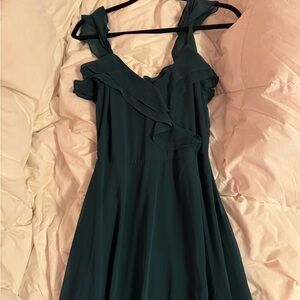 Lulu's Elegant Strapless Dark Teal Dress